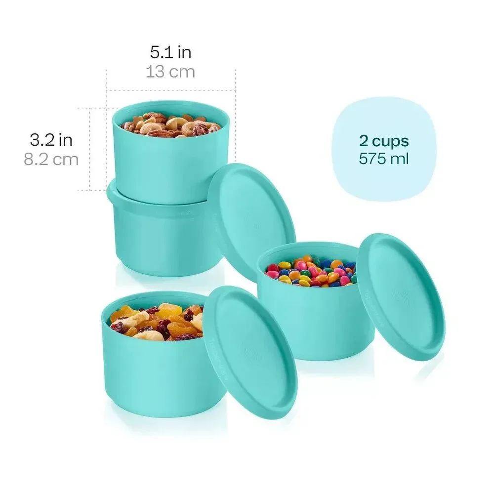 Tupperware 8pc (set of 4) Serve and Store Food Storage Canister Set blue teal